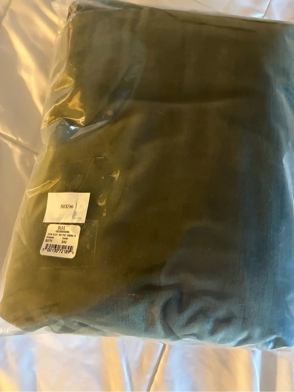 Restoration Hardware 50”x 96”Cotton Velvet Drapery Panels in Thyme Green